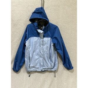 Helly Hansen Rain Jacket Mens Medium Blue Hooded Packable Helly Tech Nylon